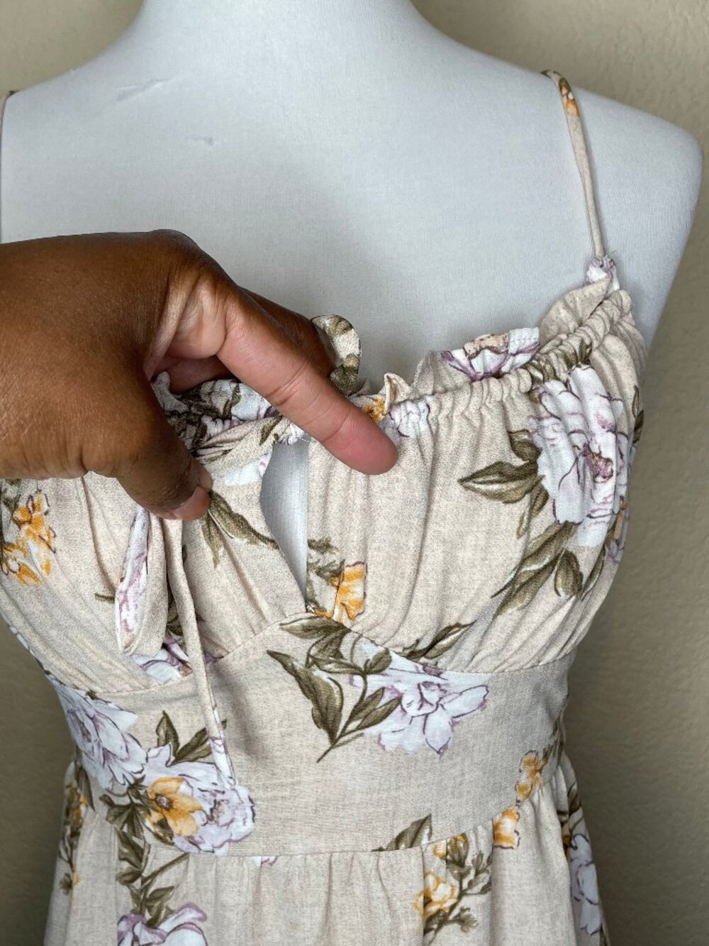 IRIS Cottagecore Floral Backless Maxi Dress Cutout Ruched Bust Slit S - Picture 4 of 14
